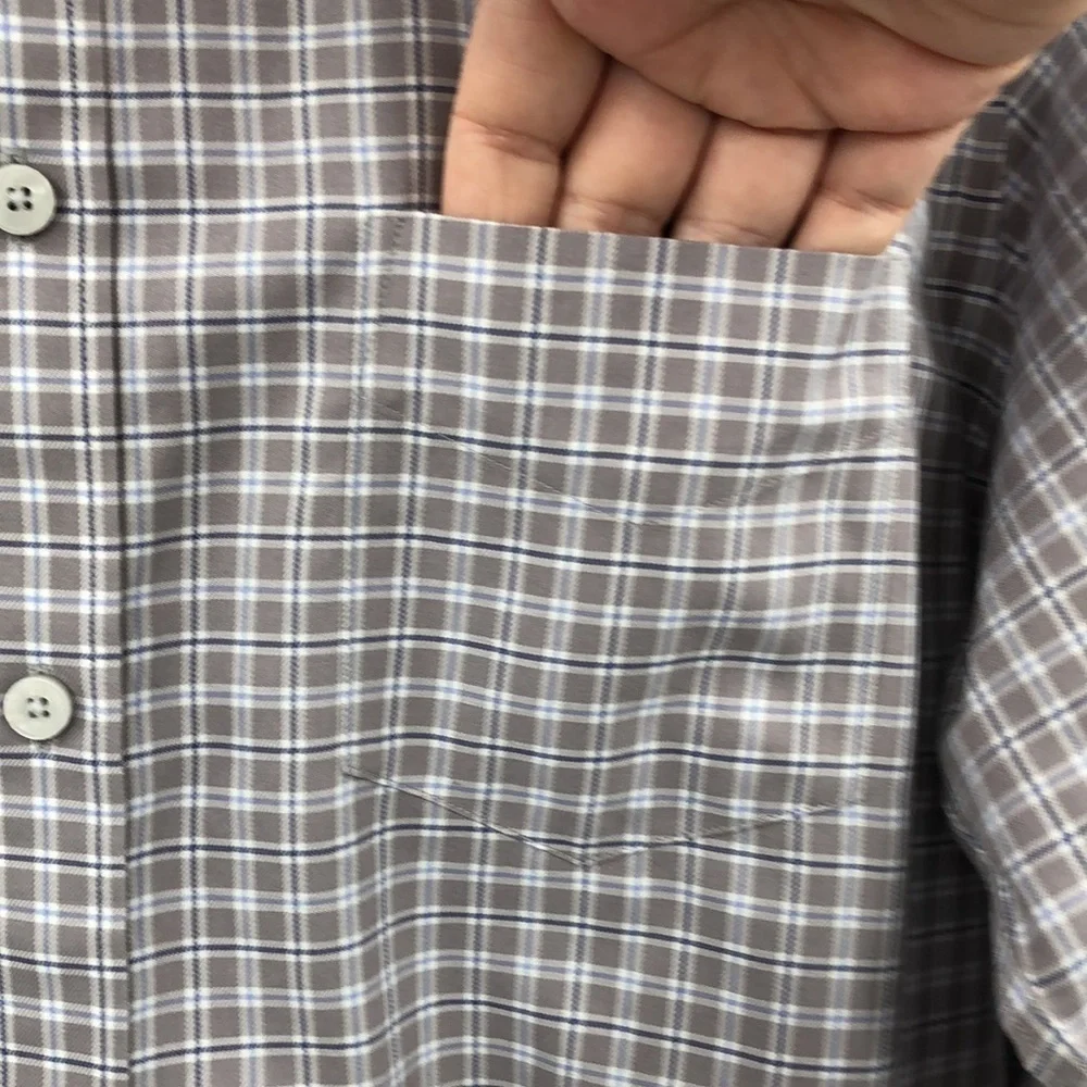 Untuckit Size L Long Sleeve Button Down Wrinkle Free 100% Cotton Maschitano